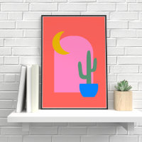 Colorida Boho Cactus Moon Shapes em Vermelho e Ros