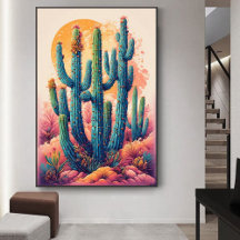 Colorida Boho Desert Cactus Art