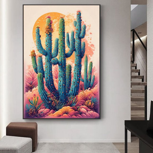 Poster Colorida Boho Desert Cactus Art (Criador carregado)