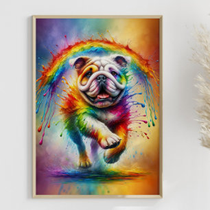 Poster Colorida Bulldog Paint Splatter
