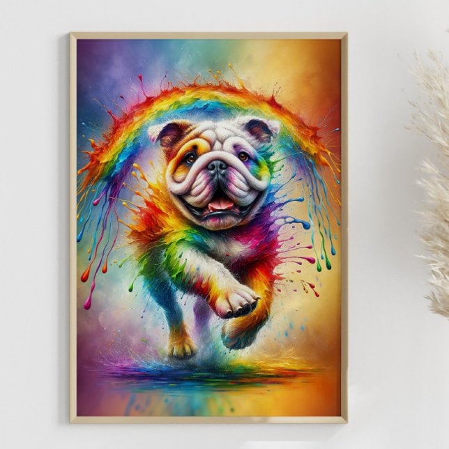 Poster Colorida Bulldog Paint Splatter (Framed example)