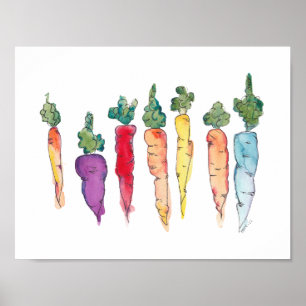 Poster Colorida Carrots Watercolor