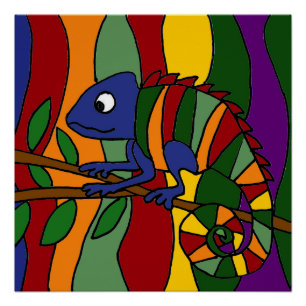 Póster Colorida Chameleon Art Abstrato