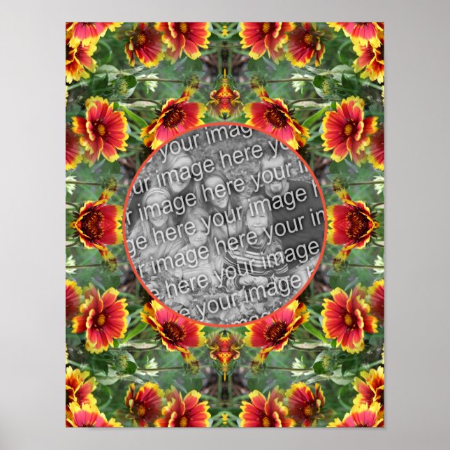 Poster Colorida Daisy Flowers Frame Crie sua própria foto (Frente)
