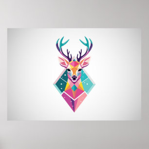 Poster Colorida Deer Head