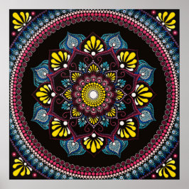 Poster Colorida Dot Art Mandala | Sacred Geometry Boho