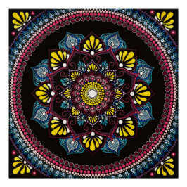 Póster Colorida Dot Art Mandala | Sacred Geometry Boho
