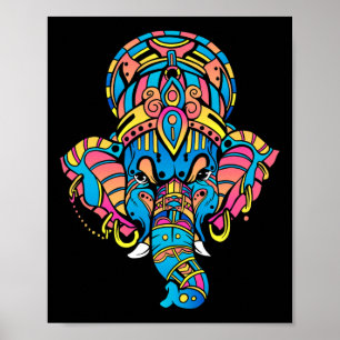 Poster Colorida Estatueta Hindu de Ganesha do Hinduísmo Y