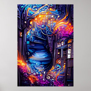 Poster Colorida Fantasy Stairway