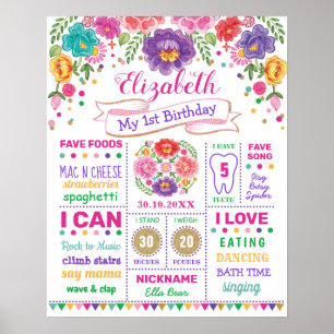 Poster Colorida Festa Floral de 1º Aniversário