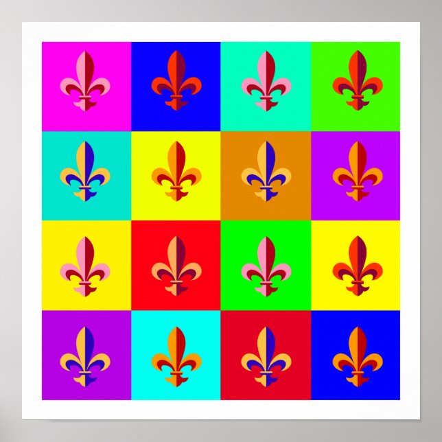 Póster Colorida Fleur-de-lis (Frente)
