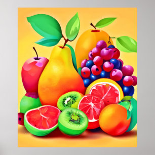 Poster Colorida Fruta Medley