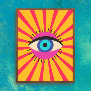Poster Colorida Funky Mau Eye