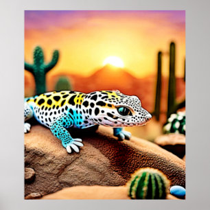 Poster Colorida Gecko Rocks Design