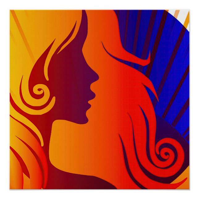 Póster Colorida Hippie BOHO Mulher (Frente)