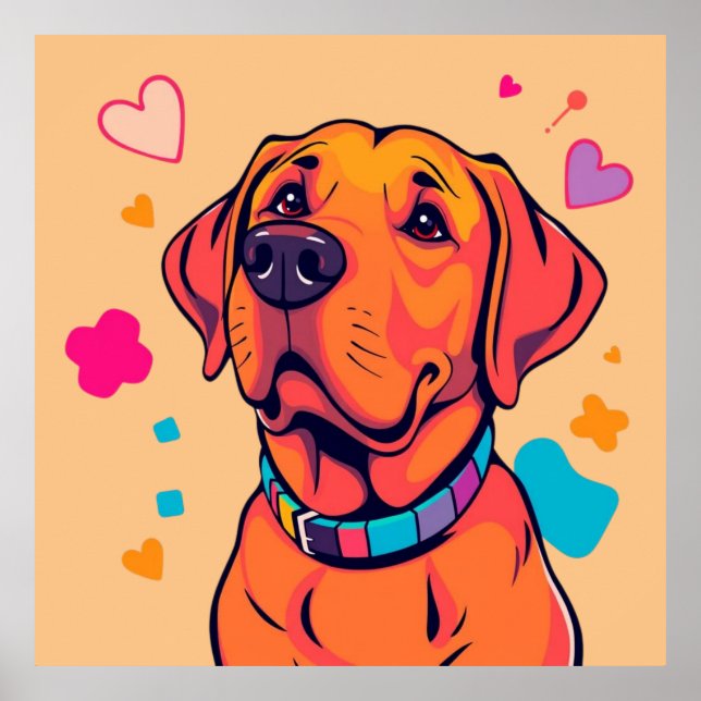 Poster Colorida Labrador Dog Art (Frente)