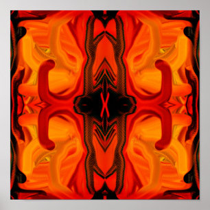 Poster Colorida Laranja Castanho Formas de Pincel Abstrat