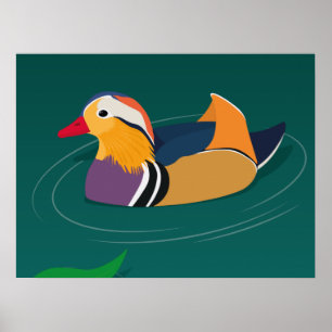 Poster Colorida mandarim Duck Arte Digital Moderna