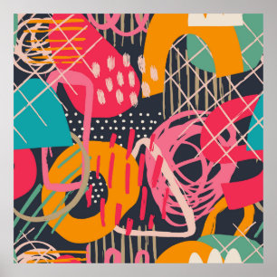 Poster Colorida mãoDesenhadaGrunge Contemporâneo Art 2