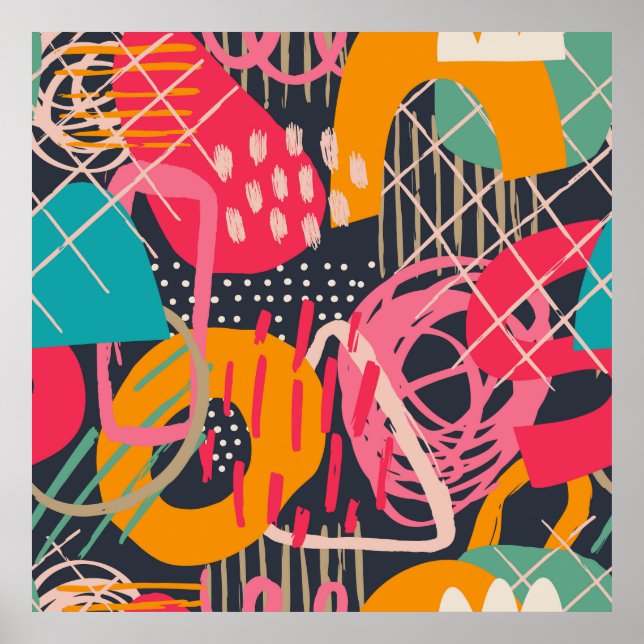 Poster Colorida mãoDesenhadaGrunge Contemporâneo Art 2 (Frente)