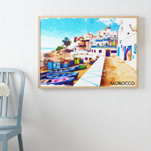Poster Colorida Marrocos Viagem Watercolor