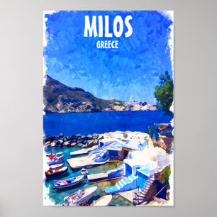 Poster Colorida Milos Grécia Art