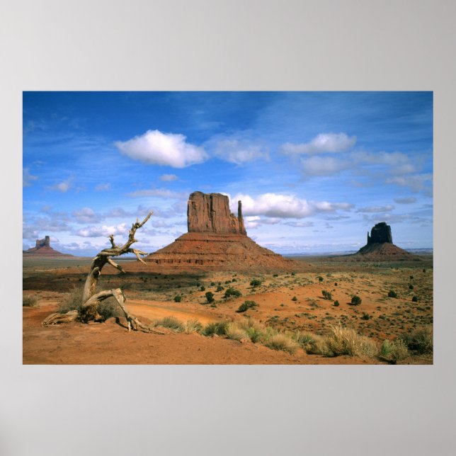 Poster Colorida Monument Valley Mittens em Utah EUA (Frente)