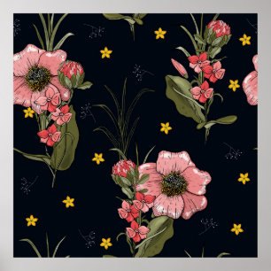 Poster Colorida no fundo escuro. Folha desenhada à mão, d