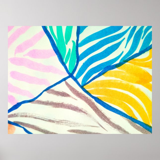 Poster Colorida Patchwork. Trendy Watercolor Dirty Painti (Frente)