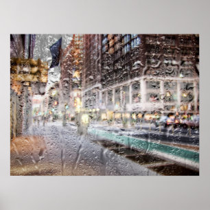Poster Colorida Rainy Day NYC Abstrato