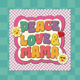 Poster Colorida Retro Groovy Mãe Cita Typografia Hippie