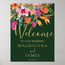 Colorida Rosa e Laranja Flores Tropicais Boas-vind