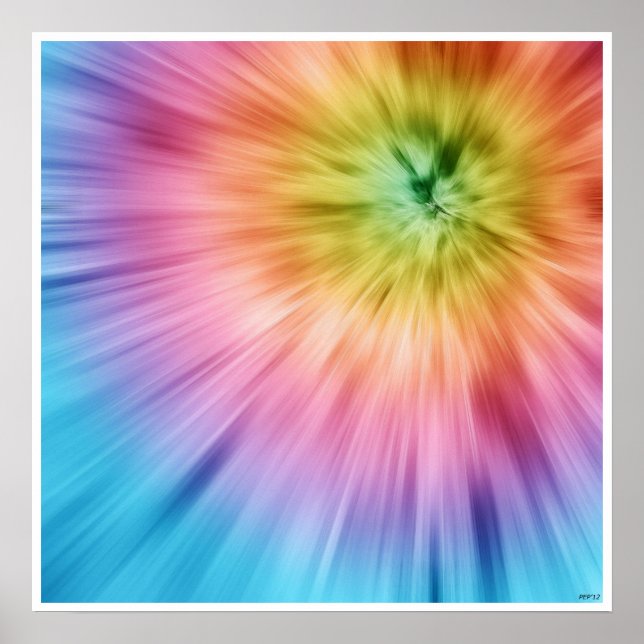 Póster Colorida Starburst Tie Dye (Frente)