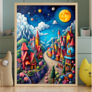 Poster Colorida Terra Nandy Luz e Vila Mágica