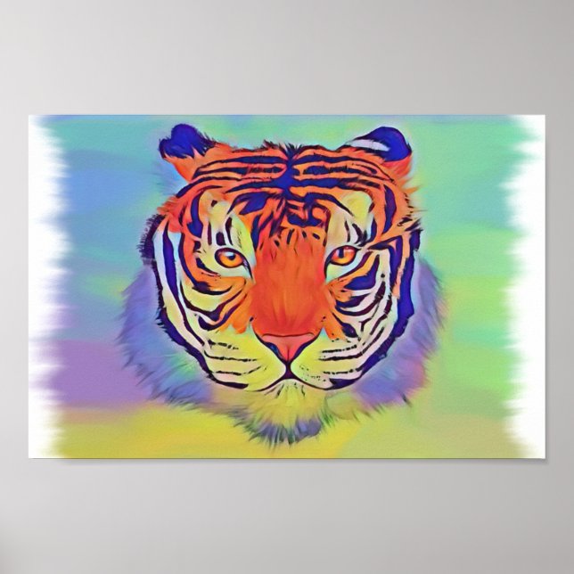 Poster Colorida Tiger (Frente)