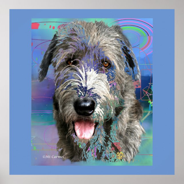Poster Colorida Trabalho de arte de Wolfhound Irlandês (Frente)