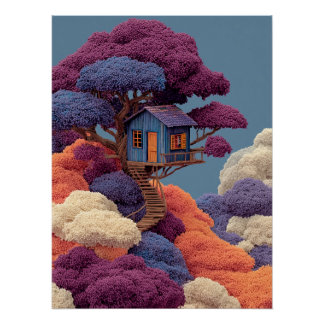 Póster Colorida Treehouse Wall Art