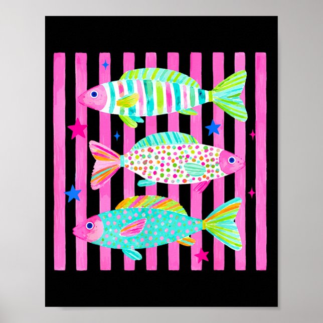 Poster Colorida truta arco-íris sofisticada vida de lago  (Frente)
