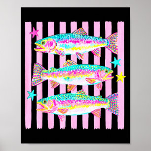 Poster Colorida truta arco-íris sofisticada vida de verão