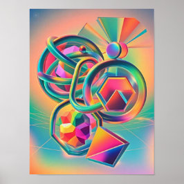 Poster Colorida Vibrante e trabalho de arte abstrato