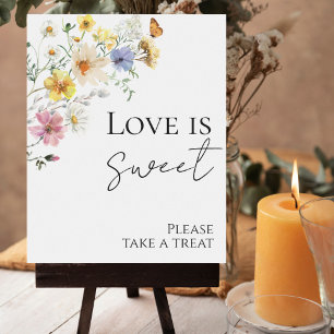 Poster Colorida Wildflow Chá de panela Love is Sweet Sign
