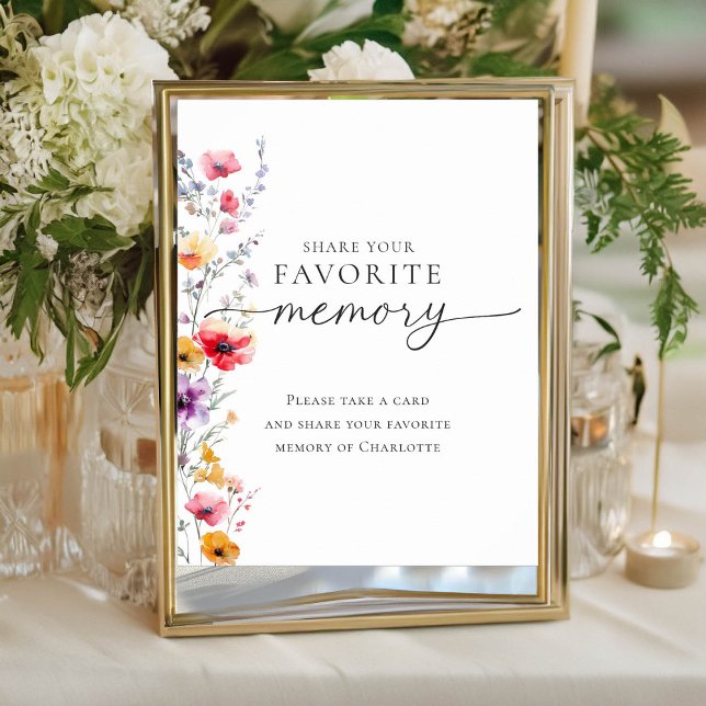 Poster Colorida Wildflower "Compartilhe sua memória favor (Criador carregado)