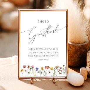 Poster Colorida Wildflower   Meadow Photo Guest Book Sign