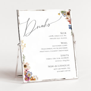 Poster Colorida Wildflower Sinal de menu Drinks para Ca