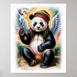 Poster Colorido Anjo Panda Rasta em um Branco
