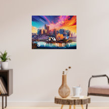 Colorido Cartaz Abstrato da Cidade de Sydney Austr