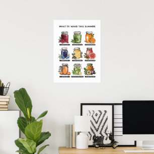 Poster Colorido Cartaz de Comida em Pote de Pedra de Verã
