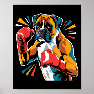 Poster Colorido Divertido Boxe Cães Amantes Kickboxing Bo