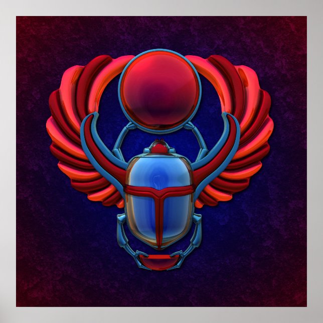 Póster Colorido Egípcio Scarab (Frente)