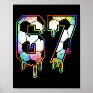 Poster Colorido Gotejamento 67 Número da Varsity Futebol 